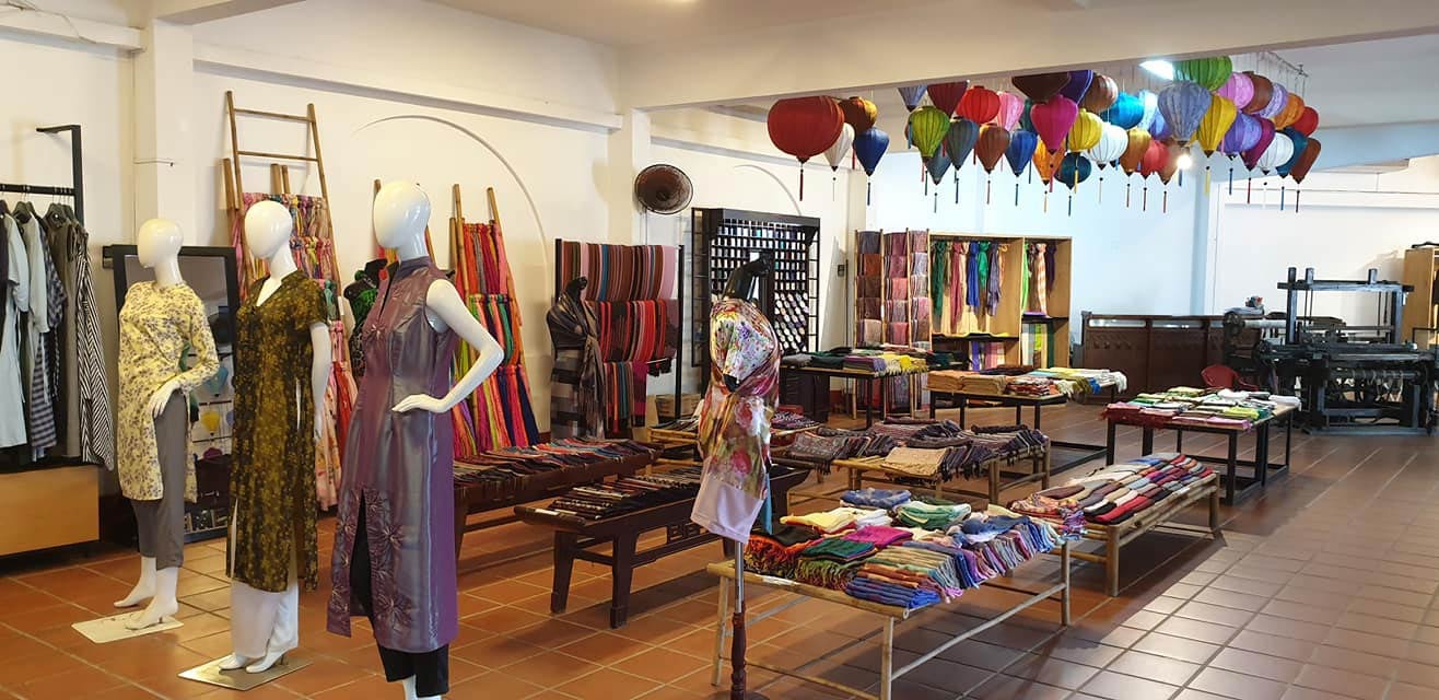 Finished Hoi An custom clothes on display